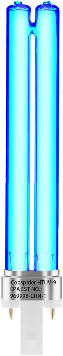 coospider-repta 4 Pack 9 WATT UVC PL-S9/TUV G23 Base Replacement UV Light Bulb for Outdoor Pond Clarifier Compatible with JUP-01 UVE9 CF400 CF500 UVCP-9 UV Light for Aquarium