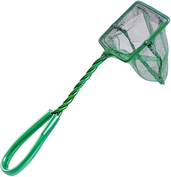 1 Piece 3 Inch Mini Aquarium Fish Net with Plastic Handle Fine Mesh Aquarium Net Long Handle Small Fish Catch Nets for Aquarium Fish Tanks, Green