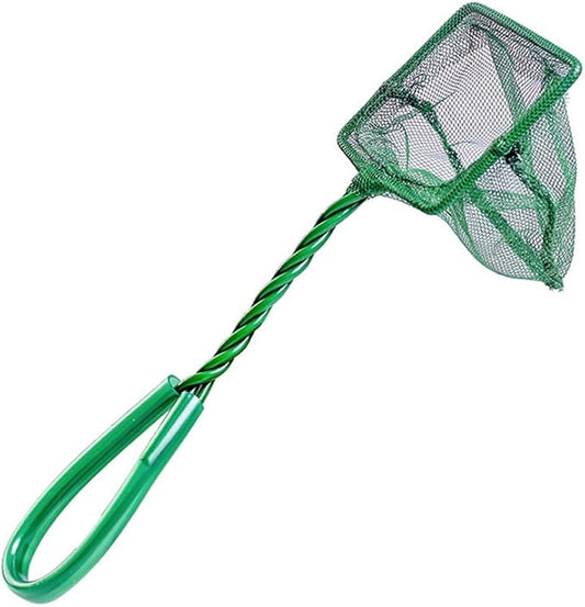 1 Piece 3 Inch Mini Aquarium Fish Net with Plastic Handle Fine Mesh Aquarium Net Long Handle Small Fish Catch Nets for Aquarium Fish Tanks, Green