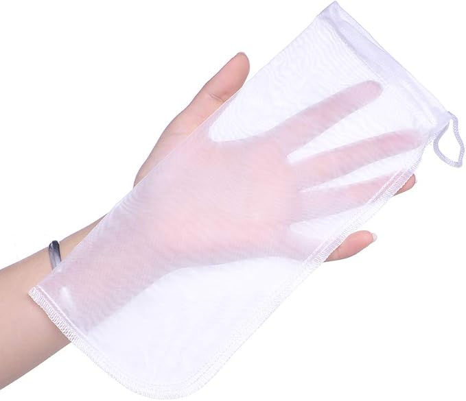 ALEGI Media Filter Bag Aquarium Extra Fine,Reusable 180 Micron Drawstring Mesh Filter Bags for Very Fine Resins Filter (10"*3.9" (3 Pack))