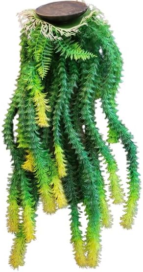 Jumbo Dark Green Aquarium Pond Artificial Plant Stands Over 3 Feet (100cm) Tall with Heavy Base Bushy Foliage, Extra Long Plastic Seaweed Aquascaping Decoration