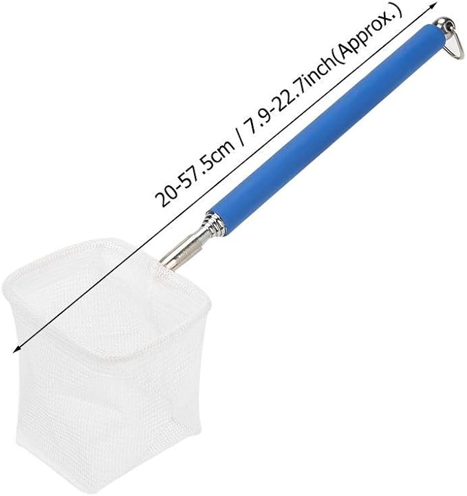 Fdit Adjustable Mini Fishing Net Pole for Aquarium Shrimp 20-57.5cm Expandable (Blue)