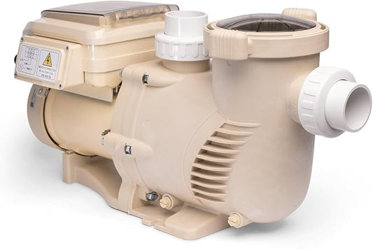XtremepowerUS 3.0HP SuperFlow Variable Speed High-Flo Pool Pump In-Ground Pool Energy Efficient 230V, 9,720GPH 1-1/2” & 2” Adapter w/Timer, Compactible EC-342001