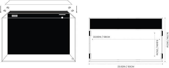Ultum Nature Systems Tank Lids for Rimless Tanks - Ultra Clear Frameless Lid, Cover for Glass Aquarium - 60A Dual AIO