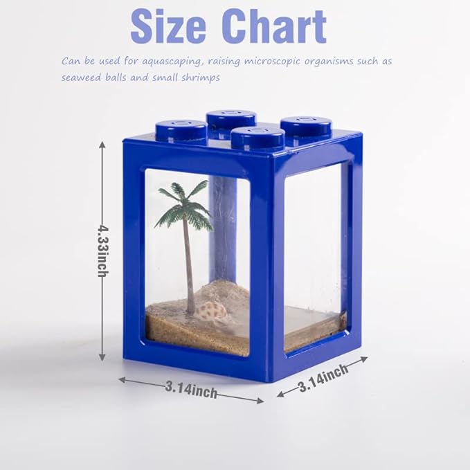 Mini Sea Monkey Tank, Small Shrimp Tank Stackable Mini Aquariums for Fairy Shrimp Eggs Moss Balls, 0.25 Gallon Temporary Betta Fish Tank Ant Feeding Case Mini Reptile Tank