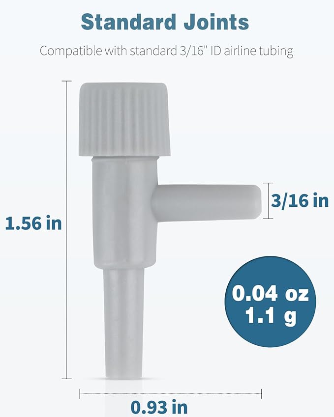 Pawfly Aquarium Air Control Valves Single Way Plastic Air Regulators for Aquarium Air Pump Fish Tank Air Flow Control Valves for 3/16" ID Airline Tubing Adjustable Hose Connectors, 20 Pack