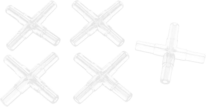uxcell Plastic 4 Ways Cross Shaped Aquarium Air Valves Splitter 5 Pcs Clear