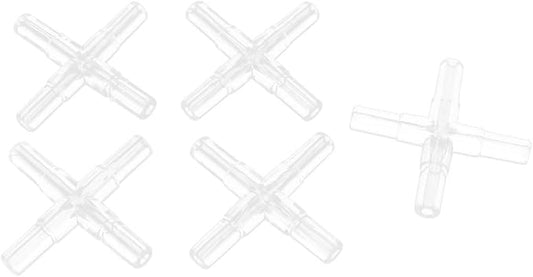 uxcell Plastic 4 Ways Cross Shaped Aquarium Air Valves Splitter 5 Pcs Clear
