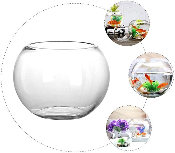 IMIKEYA Glass Bubble Bowl Bowl Glass Vase Clear Bubble Planter Terrarium Fish Bowl Wide Mouth Flower Vase Hydroponic Planter Candy Dish Fruit Jar for Wedding Home Decor 15cm