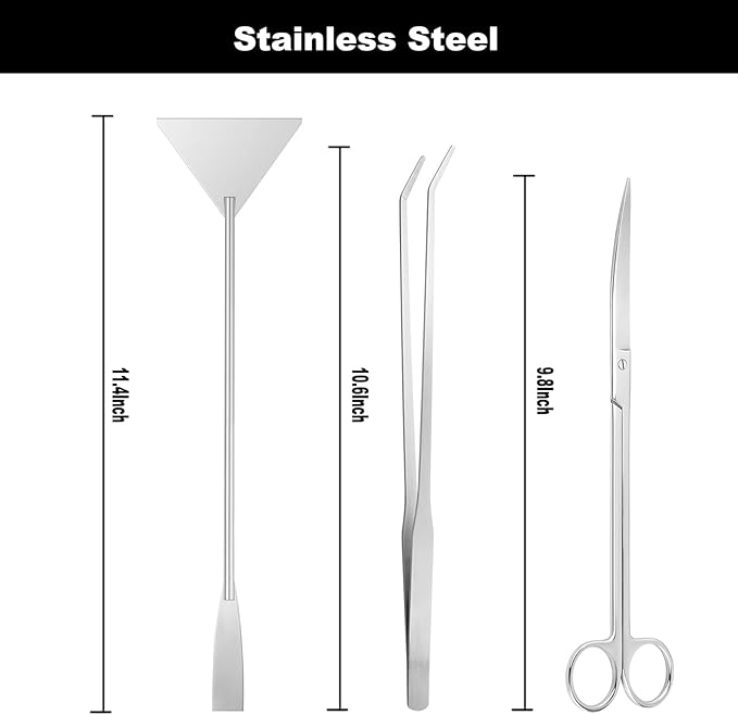 Carefree Fish 7IN1 Aquarium Cleaning Tools Long Handle Adjustable Length 18~24Inch Fish Tank Cleaner Kit Algae Scraper Scrubber Brushes Set Plant Scissor Long Tweezer