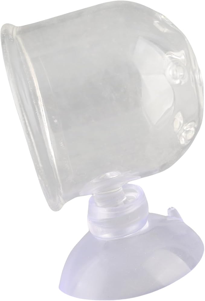 Fish Food Feeder with Suction Cup, Transparent Fish Tank Feeding Cup with Glass Hole, Sturdy Aquarium Live Feeder Container Accessory for Feeding Small Tropical Fishes