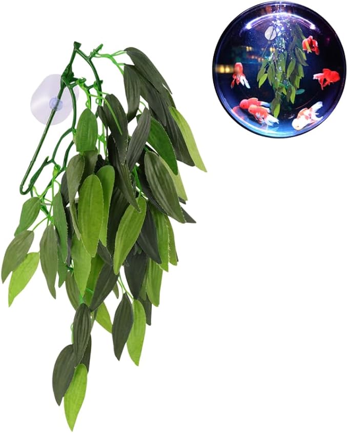 Artificial Aquarium Plants 2Pcs Realistic Rattan Plastic Fish Tank Decorations with Suction Cups for Freshwater and Saltwater Tanks Home Office Bar
