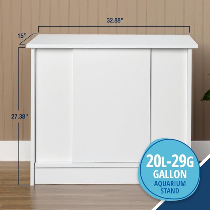 Tetra 20-29 Gallon Fish Tank Stand, Easy to Assemble in Less Than 1 Minute, No Tools Required, Water-Resistant Wood Stand for Freshwater and Saltwater Aquariums, Sturdy Stand Designed for Durability