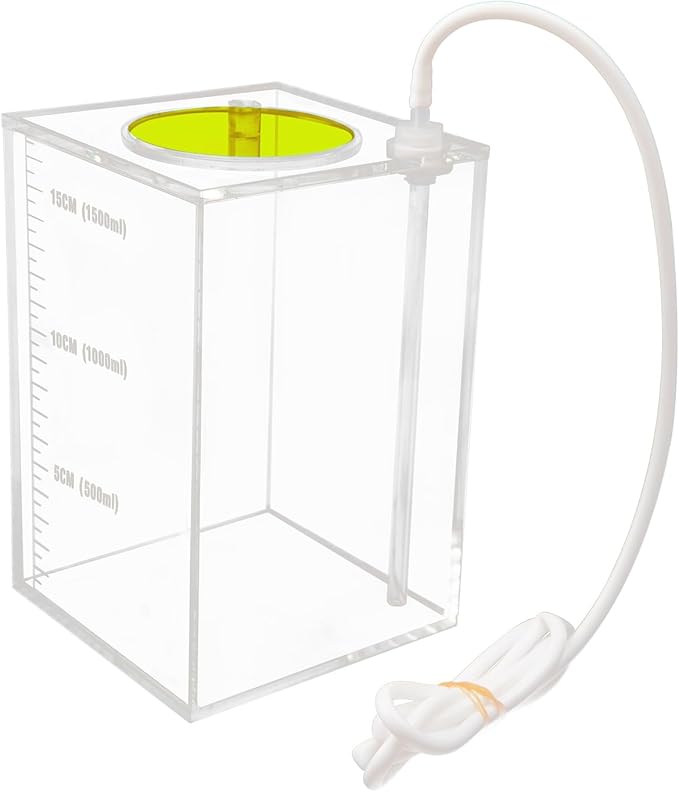 Aquarium Choice Acryli Made Liquid Storage Bucket Doing Pump Reservoir Container (4.25 * 4.25 * 6.5 Inch;1500ml/1.5L（Yellow）)