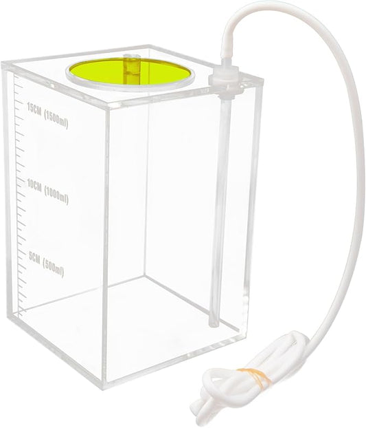 Aquarium Choice Acryli Made Liquid Storage Bucket Doing Pump Reservoir Container (4.25 * 4.25 * 6.5 Inch;1500ml/1.5L（Yellow）)