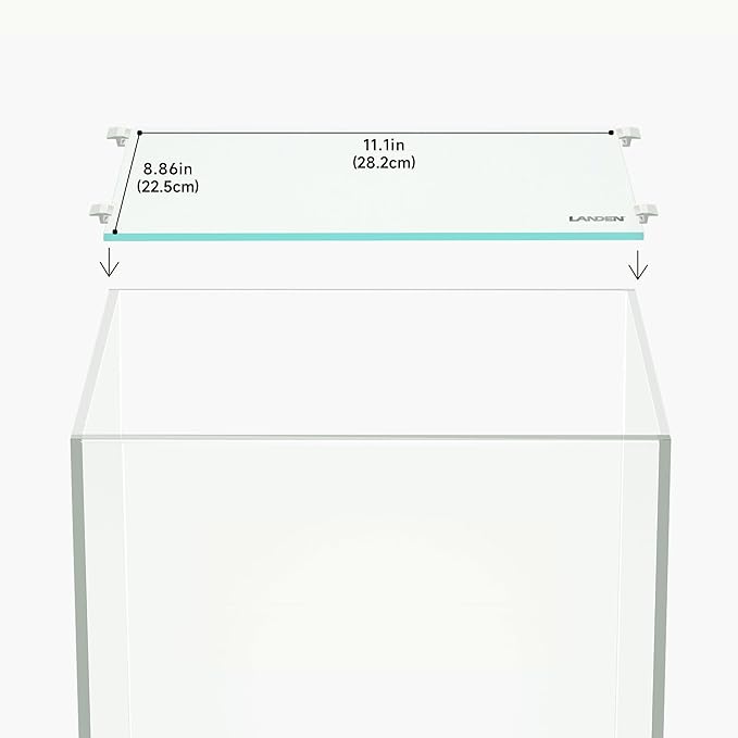 LANDEN 4mm Thick Clear Glass Aquarium Lid, Includes 4 Clips for Secure Placement, 282 x 225mm(11.1x8.86 inches) for 290-294 mm Inner Length Aquariums, Adapted to CB303030, ARF30