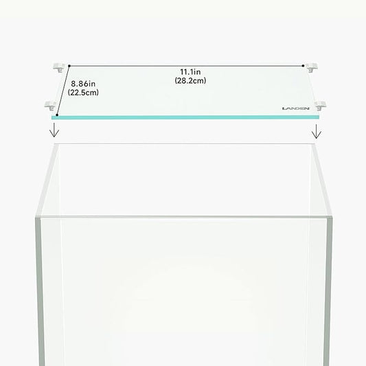 LANDEN 4mm Thick Clear Glass Aquarium Lid, Includes 4 Clips for Secure Placement, 282 x 225mm(11.1x8.86 inches) for 290-294 mm Inner Length Aquariums, Adapted to CB303030, ARF30