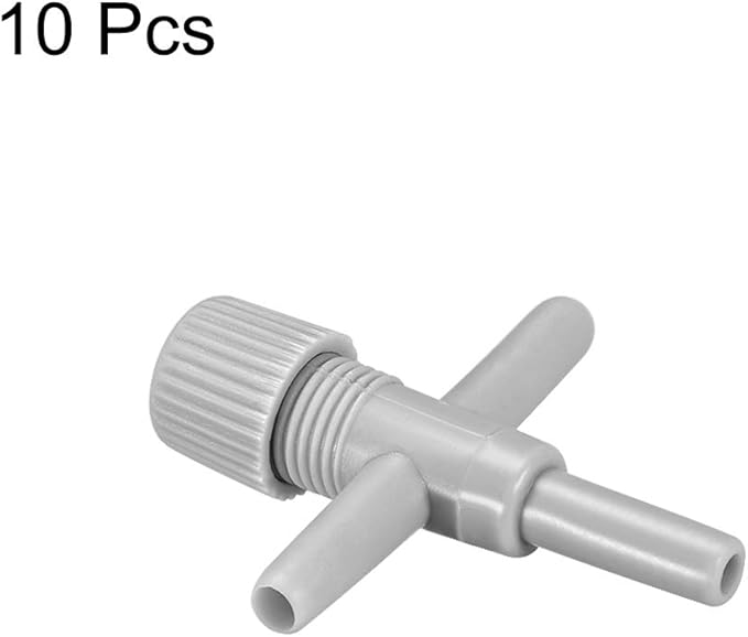 uxcell Aquarium Air Valve Cross Shaped 3 Way Air Pump Control Valves for Fish Tank Plastic Gray 10Pcs