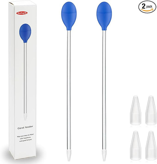 2 Pcs 18.5 in Long Pipette for Fish Tank Coral Food Feeder Long Syringe Aquarium Coral Feeding Tube for Marine Fish Reef Aquatic Plant Spider Snake Lizard