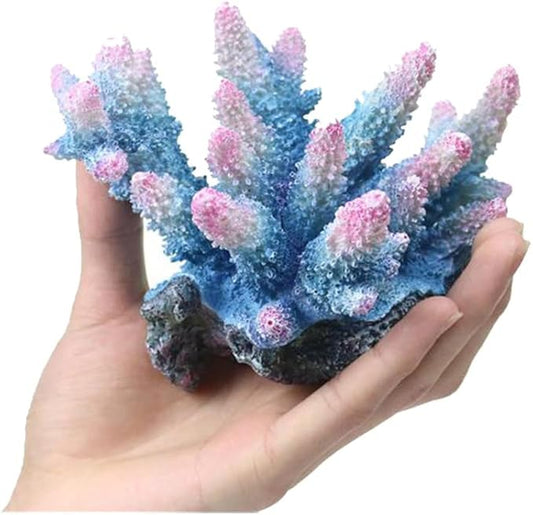 Artificial Coral Lifelike Aquarium Reef Fish Tank Landscaping Ornament for Aquarium Decoration 1PCS (Blue)