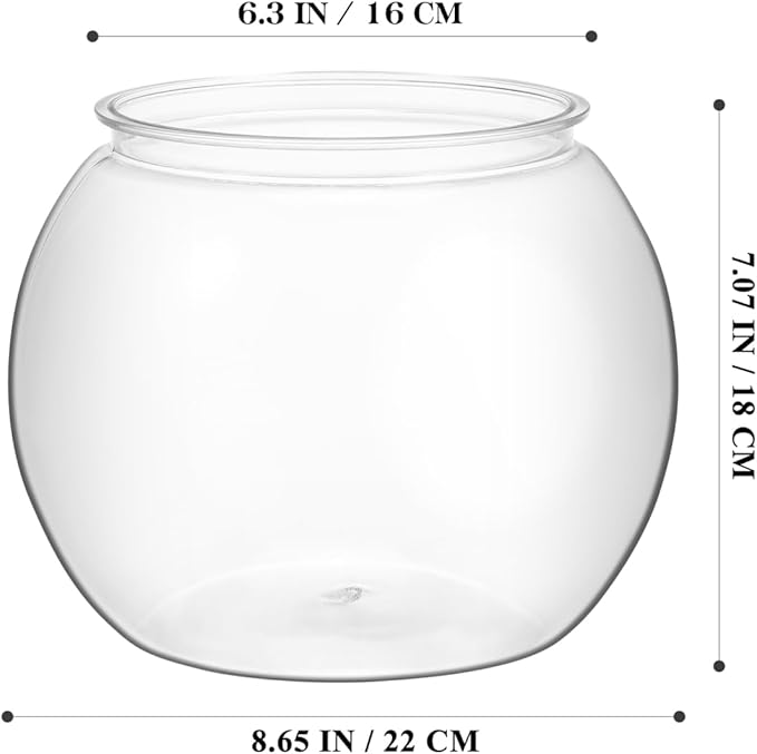 balacoo Clear Round Desktop Fish Tank 8.66X8.66X6.88In Plastic Fish Bowl Aquarium for Goldfish Turtles Hydroponic Plants Home Office Decor