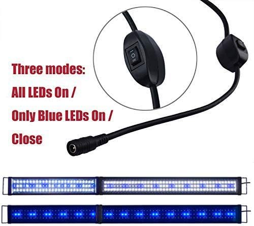 LED Aquarium Light 60-72 Inch Foldable Adjustable Fish Tank Light Hood Lamp for Freshwater Saltwater Marine Blue and White Decorations Light 5-6ft 150cm - 180cm