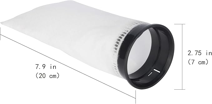 IOAOI Aquarium Filter Socks, 2.75" Ring * 7.9" Long, 200 Micron Mesh, Durable Felt Filter Bag for Saltwater & Freshwater Sump Tanks, 2 Packs