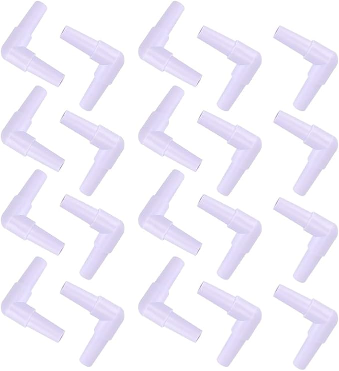 GLOGLOW Plastic Hose Barb Fittings, 20pcs Hose Barb 90 Degree L Right Angle Elbow Union Fitting Water Fuel Air Aquarium Joints Increasing Oxygen Pump Tubing Connectors