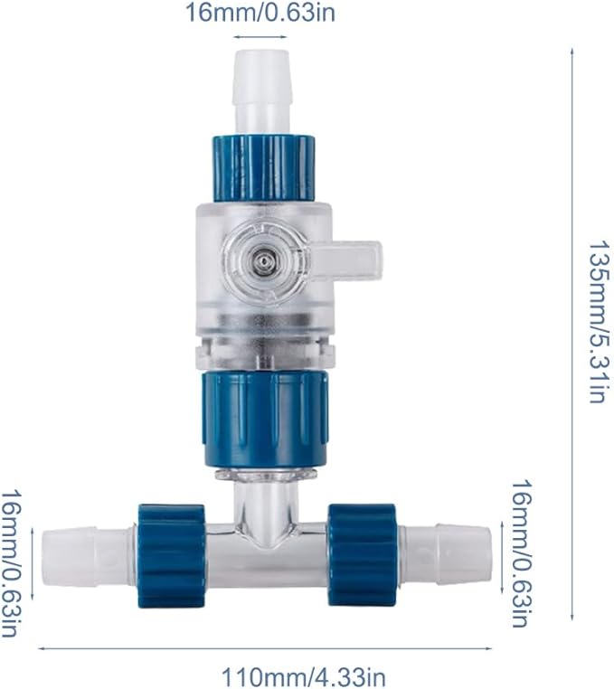 MiOYOOW Aquarium Hose Valve, 3-Way Aquarium Filter Connector Fish Tank Hose Adapter with Quick Release for 12MM/16MM/20MM Water Pipe