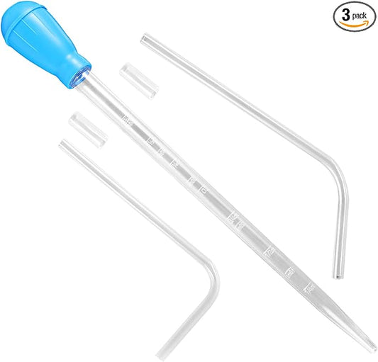 Aquarium Coral Fish Feeder, 50ml Manual Acrylic Pipette Suction Dropper with 2pcs Extension Pipes & 2pcs Connecting Hoses Fish Tank Waste Cleaning Tool & Water Changer