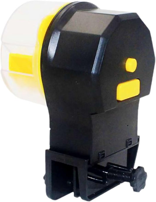 Alasum Automatic Fish Feeder for Aquarium with Adjustable Large-Capacity Feeding Tank, Timer Controlled Vacation Fish Food Dispenser, Yellow Plastic Feeding Tool for Home and Travel Use