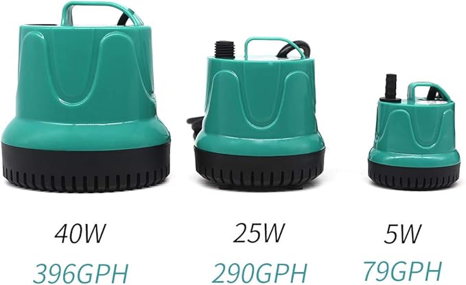 Upettools Submersible Water Pump, Ultra Silence Circulation Multifunctional Water Pump with Handle For Pond, Aquarium, Hydroponics, Fish Tank Fountain with 4.6ft (1.4M) Power Cord(220GPH,25W) Green