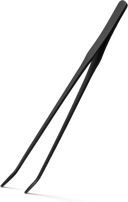 Mandala Crafts 15 Inches Black Stainless Steel Curved Aquarium Tweezers for Aquatic Plants – Long Aquascape Forceps for Fish Tanks, Hospital Tanks, Goldfish Bowls, and Terrariums
