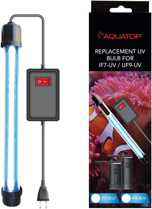 Aquatop Replacement 7W UV Bulb – Fits IF7UV, Energy-Efficient Lamp for Aquarium Filter Pump, IF7-RUV