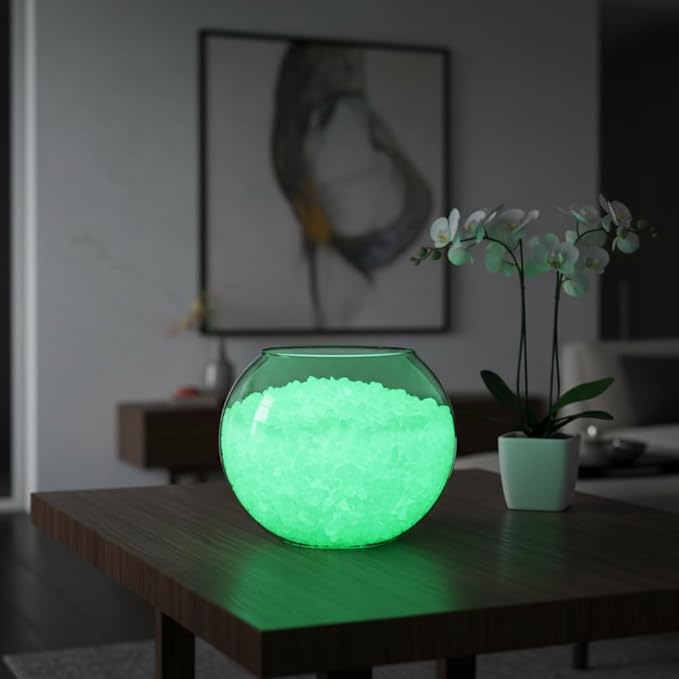 Shiny Stone Glow in The Dark Aquarium Neon Gravel Sand, Decorative Rocks for Fish Tank and Fairy Garden, Home Dec,305g/0.67lbs (3-5mm, Yellow Green)