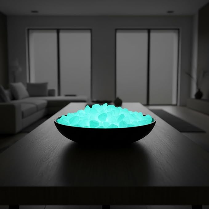 Shiny Stone Glow in the Dark Gravel Stones Rocks, Aquarium Gravel, Glow Rocks Stones,Decorative Rocks for Fish Tank Aquarium Garden Planter Landscape Decoration,280g/10oz (8-15mm, Blue Green)