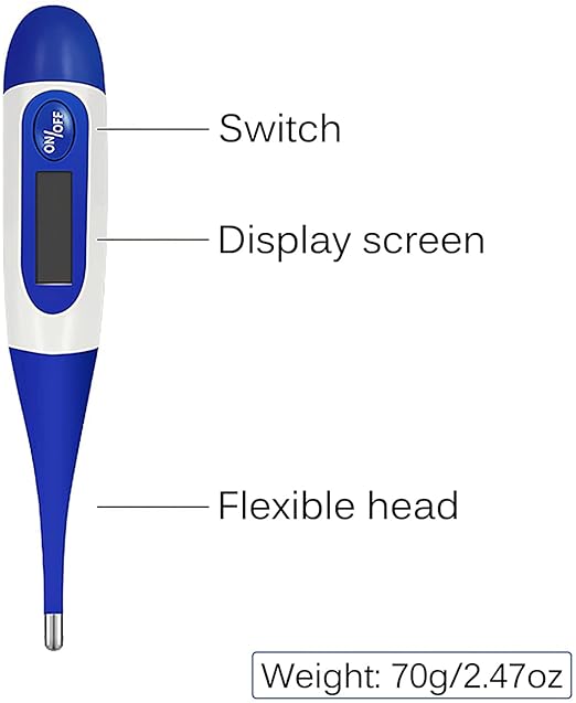 Pet Thermometer, Waterproof Digital Veterinary Thermometer Portable Pet Digital Thermometer Pet Thermometer with Reminder Function Thermometer for Dogs Cats Horse Cattle Pigs Sheep