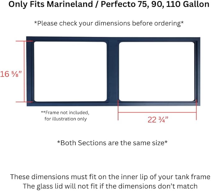 48 x 18 Inch Aquarium Lid Glass Top, 2 Piece Set - Fits 75, 90, 110 Gallon Fish Tank