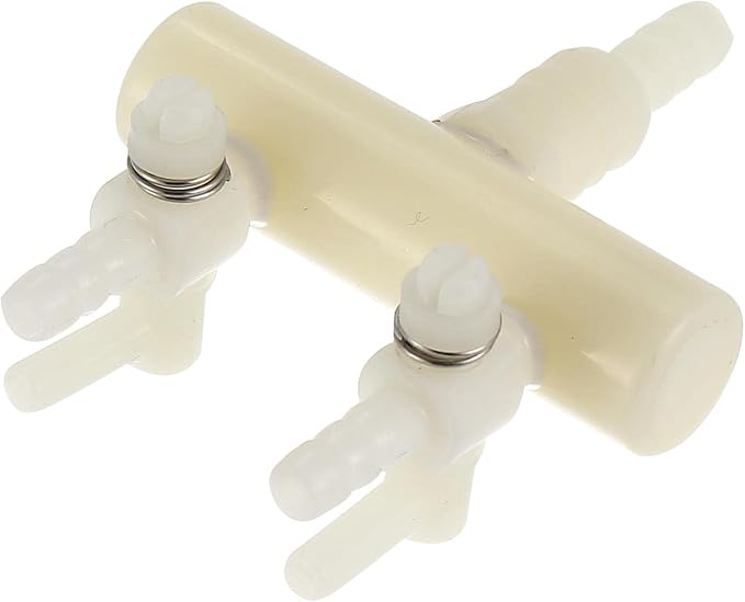 uxcell Plastic Aquarium 2 Outlet Ways Air Flow Control Distributor Lever Pump Valve White