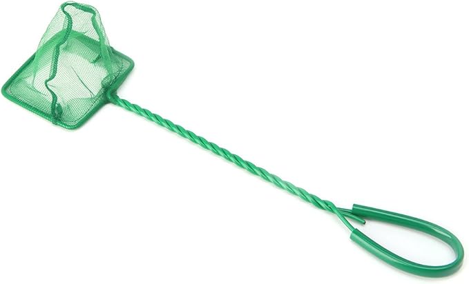 Fish Net 4" Fine Green Filter for Small Fish Tanks Catch Net with Comfortable