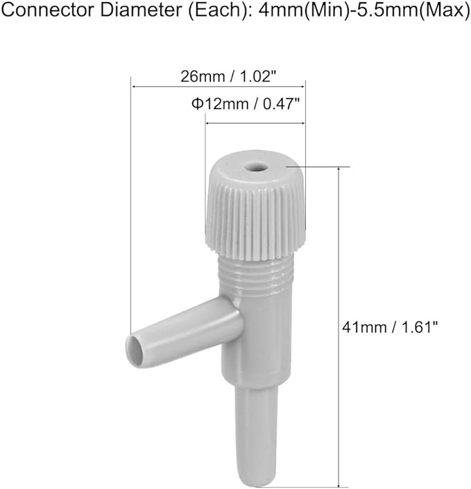 uxcell Aquarium Air Valve Cross Shaped 2 Way Air Pump Control Valves for Fish Tank Plastic Gray 10Pcs