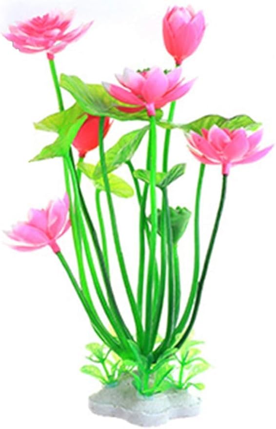 Pink Artificial Water Plants, Aquatics Grass Flower Simulation Wedding Favors Plastic Artificial Lotus Fish Tank Ornament Aquarium Décor Plastic Plants for Party Fish and Aquatic Pets