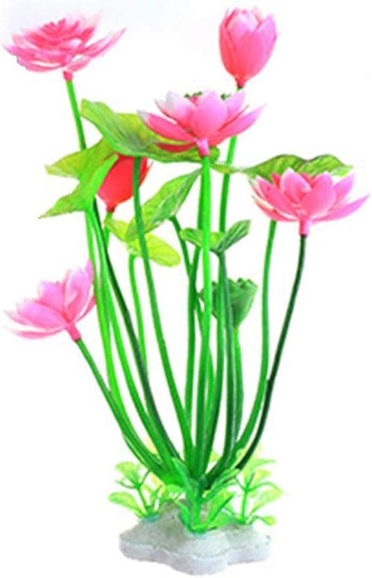Pink Artificial Water Plants, Aquatics Grass Flower Simulation Wedding Favors Plastic Artificial Lotus Fish Tank Ornament Aquarium Décor Plastic Plants for Party Fish and Aquatic Pets