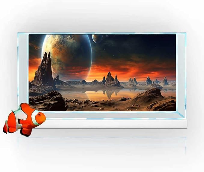 72X18IN Cosmic Aquarium Background, Cool Parallel Space Themed Fish Tank Background, Tropical Desert Terrarium Background with 8 EVA Double-Sided Tape