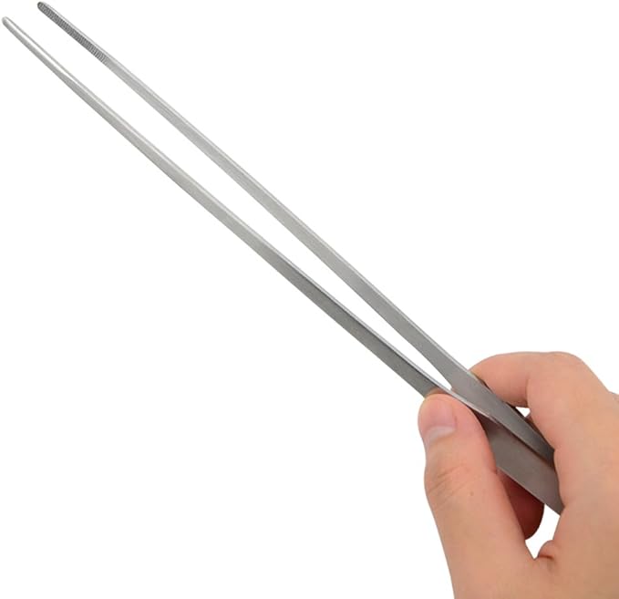 Straight and Bend Stainless Steel Super Thick Tweezers Set,Pliers Aquarium Tool Fish Tank Aquatic Plants Forceps Clip (10.5")