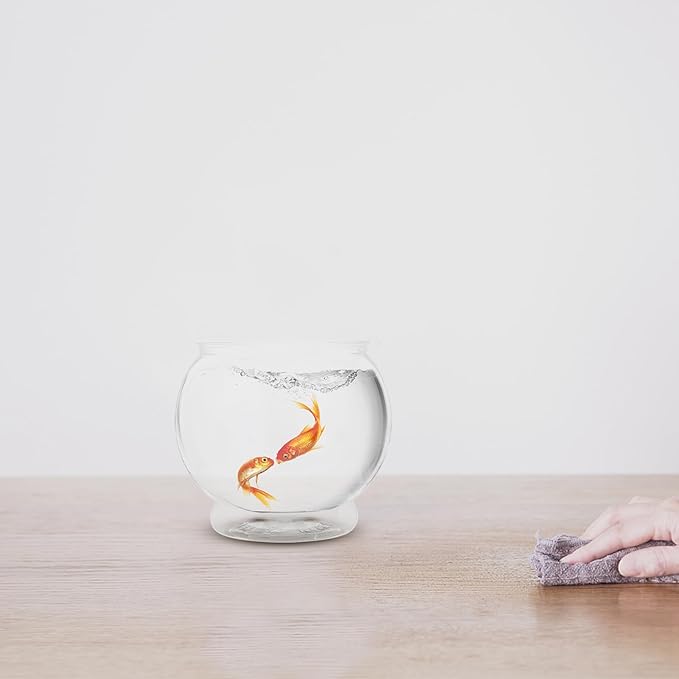 POPETPOP 7 Inch Plastic Fish Bowl: Shatterproof Clear Round Aquarium, Desktop Terrarium Centerpiece Vase for Wedding Party, Candy, Home Decor