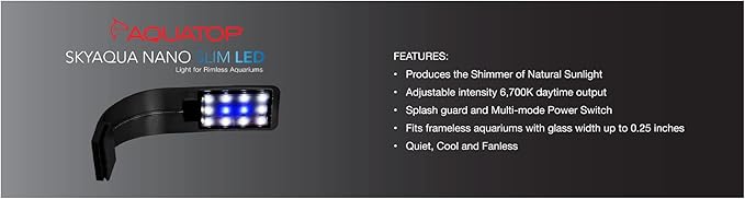Aquatop SkyAqua Nano Slim LED Light for Rimless Aquariums 5W, NLL-01