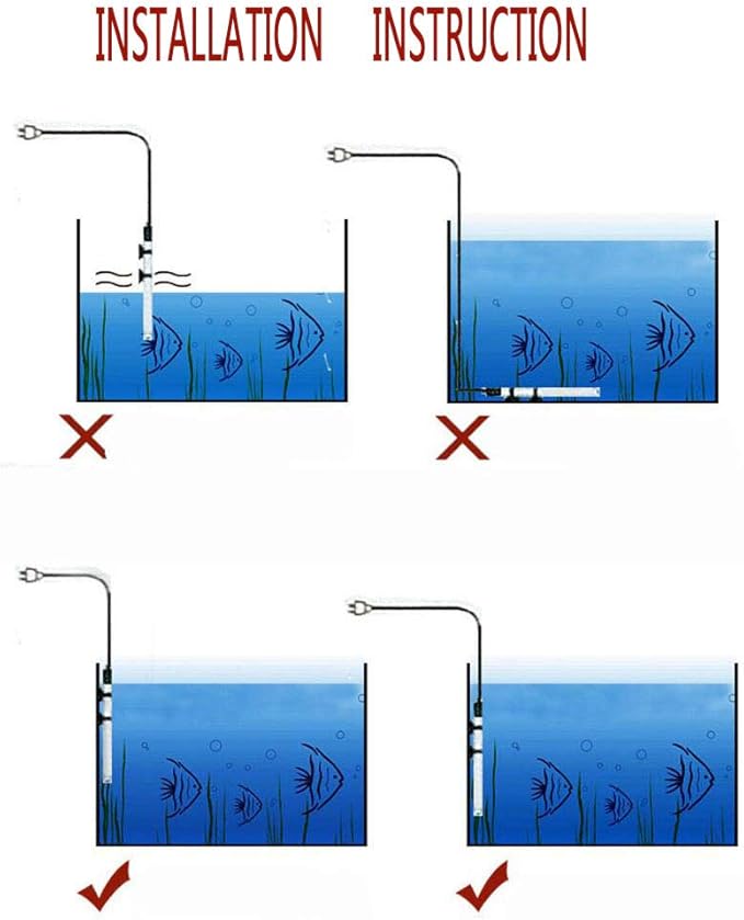 Aquarium Heater Submersible Betta Fish Tank Heater with Suction Cups Auto Thermostat Heater Marine Saltwater and Freshwater (200W)