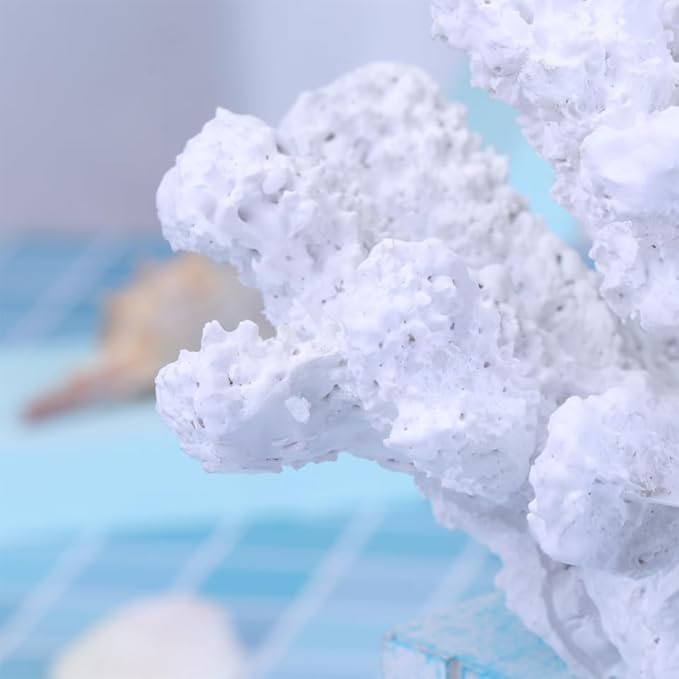 Garneck Artificial Coral Decoration for Aquarium - White Coral Plant as Stylish Underwater Landscape Decoration - Perfect Aquarium Decoration for One