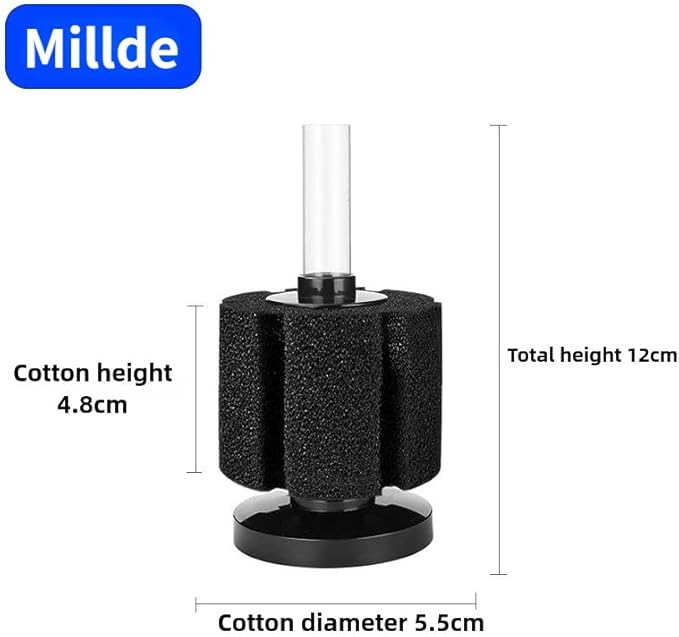 Aquarium Sponge Filter Fish Tank bio Biochemical Betta Shrimp Nano Filter with Airline Tubing (M up to 20Gal 2 Pcs)